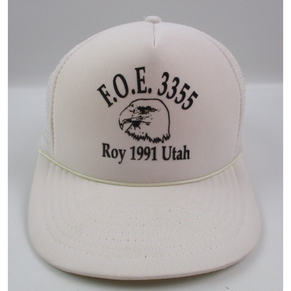 Vintage Roy Utah 1991 Fraternal Order of Eagles F.O.E. 3355 White‎ Trucker Hat